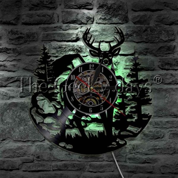

wall lamps woodland animal deer vinyl record clock modern lamp forest birch tree antlers decorative lighting