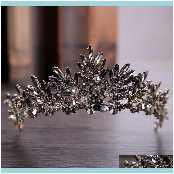 

jewelrykmvexo black baroque crown tiaras queen vintage crystal rhinestone bridal aessories bride headbands wedding hair jewelry drop deliver, Slivery;golden