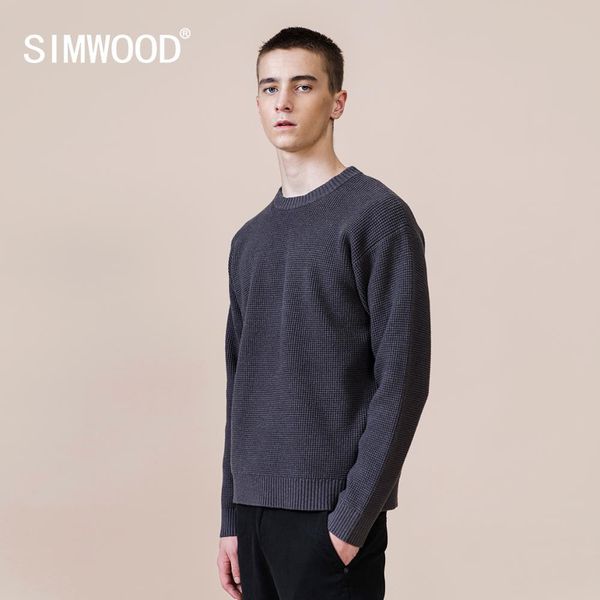 

simwood spring winter thick sweater men warm waffle-knit regular fit knitwear plus size pullovers brand clothing 210506, White;black