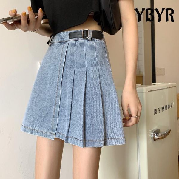 

skirts ybyr women denim mini skirt fashion summer high waist korean black pleated blue package hip jeans harajuku cotton