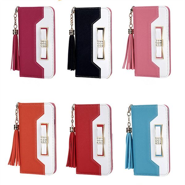 

Cases Cell Phone Sets Suitable for Iphone 12 Promax Tassel Butterfly Leather Case Flip Wallet Insert Card Mirror Mobile Protective