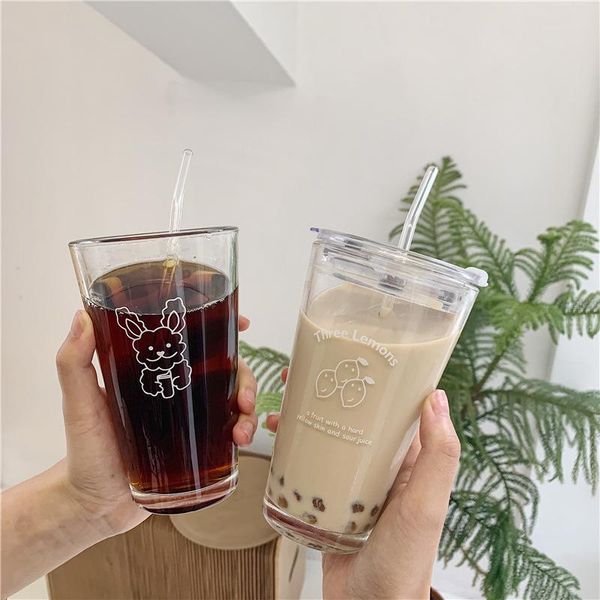 

mugs 400ml breakfast cup milk coffee korean simple cute cartoon glass student