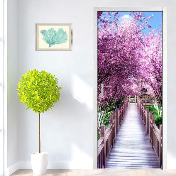 

wallpapers modern minimalist tree-lined cherry blossom scenery background wall decoration door stickers pvc waterproof mural 3d wallpaper