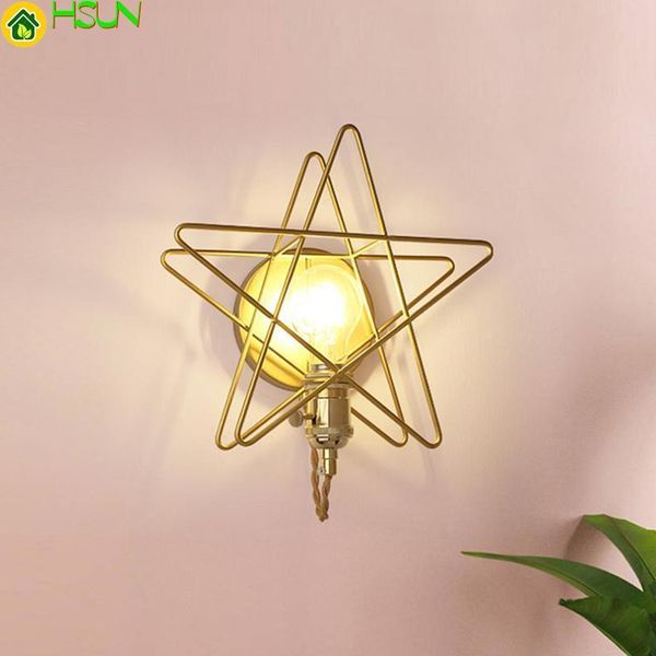 

wall golden bedside five-pointed lamp star modern concise bedroom balcony aisle corridor decoration wrought iron