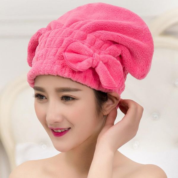 

towel korean coral fleece dry hair cap strong absorbent bow princess shower wholesale factory direct sales