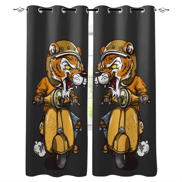 

cartoon tiger riding a motorcycle window curtains home decor living room bedroom kitchen items door curtain & drapes