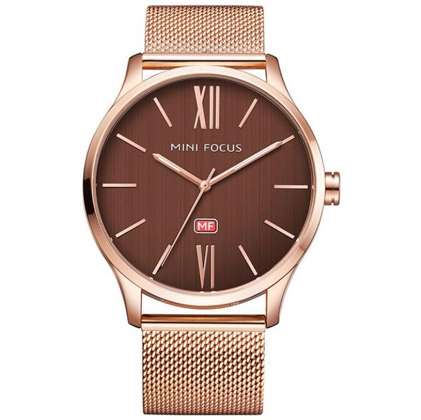 

Classic Mens Watch, Ultra Thin Watches Minimalist Fashion Simple Wristwatch Analog with Stainless Steel Mesh Band, Brown