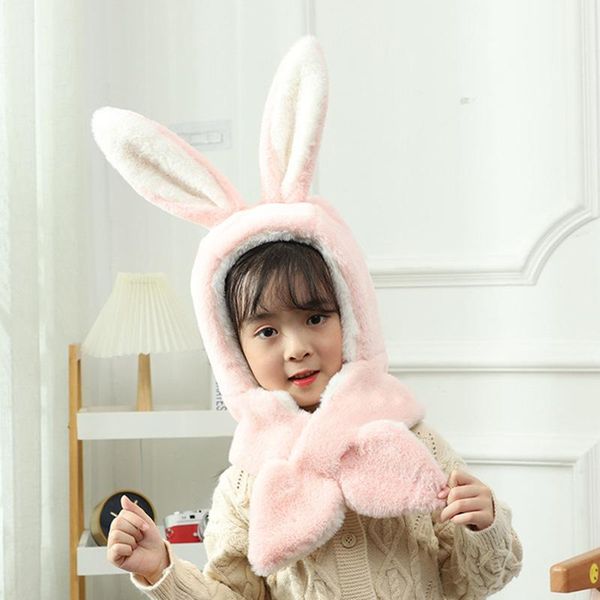 

hair accessories winter warm baby hat kids girl boy children's windproof hats coral fleece long ear scarf cap toddlers 0-8y, Slivery;white