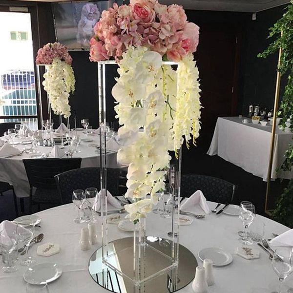 

party decoration 4pcs acrylic vase floor wedding clear flower table centerpiece marriage modern vintage floral stand columns