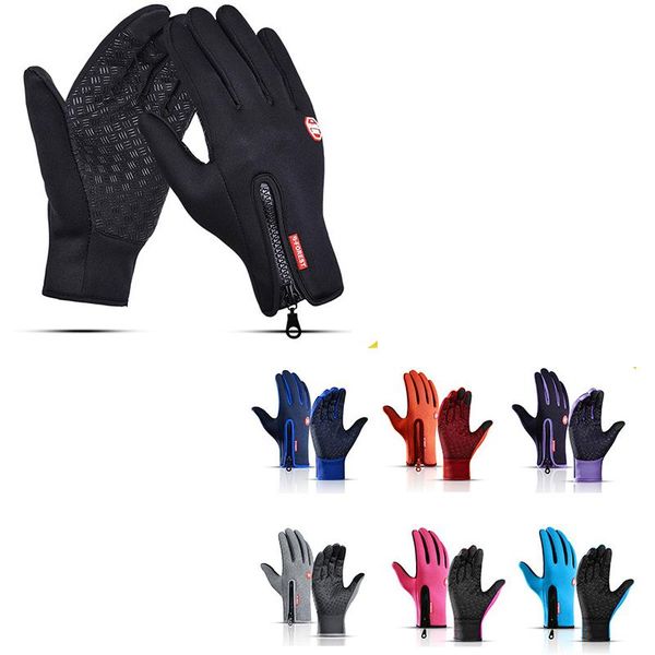 

cycling gloves outdoor sports autumn and winter men women plus velvet touch screen warmth water repellent windproof, Black