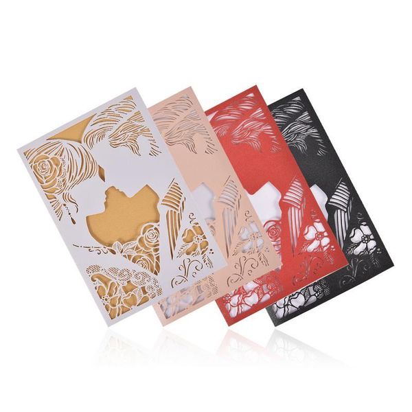

greeting cards 10pcs holiday hollow card invitation letter cover flower hollow-out wedding envelopes kit
