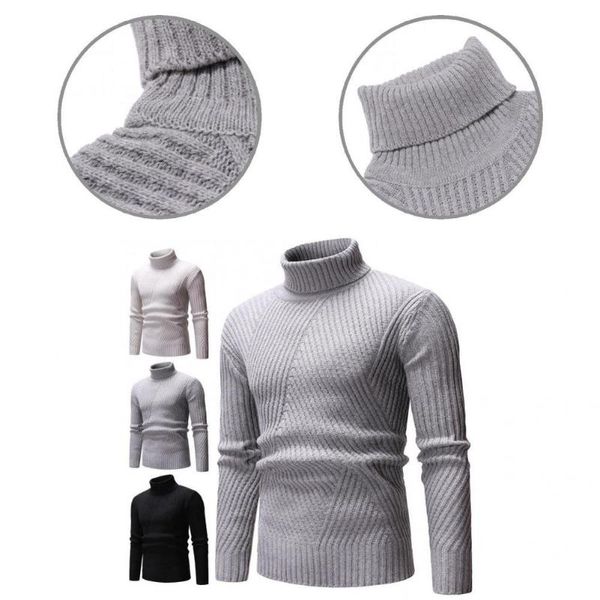 

men's sweaters classic knitted sweater elastic simple turtleneck solid color men knitwear jumper pullover, White;black