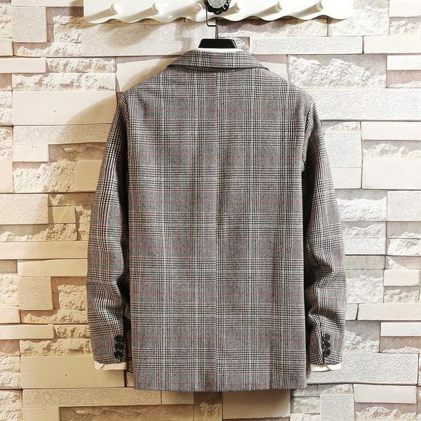 

Men's Suits & Blazers Check Jacket Men Suit Casual Couple Blazer Large Size Loose Youth Fashion Japanese Neuter Style Single Breasted 2, White;black