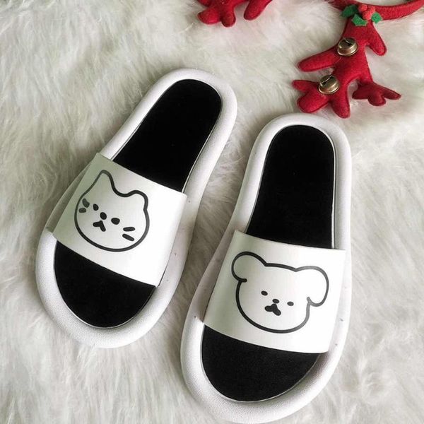 

slippers thick sole house men women non-slip bathroom footwear boys girls lovers flip flops summer beach sandals, Black