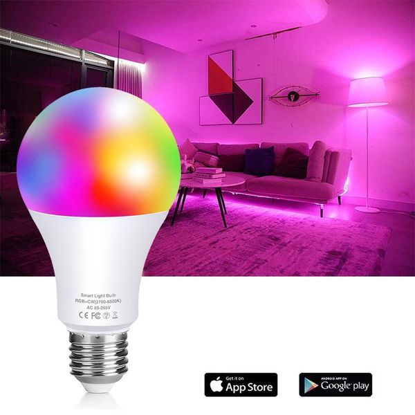 

bulbs smart light works with alexa google home wifi dimmable color changing led lights e27 b22 10w warm white 2700k-6500k