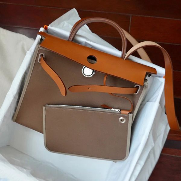 

70% off luxury handbag new cowhide canvas 31 college style portable leather women's one shoulder diagonal cross contrast bag 8srm ntsi