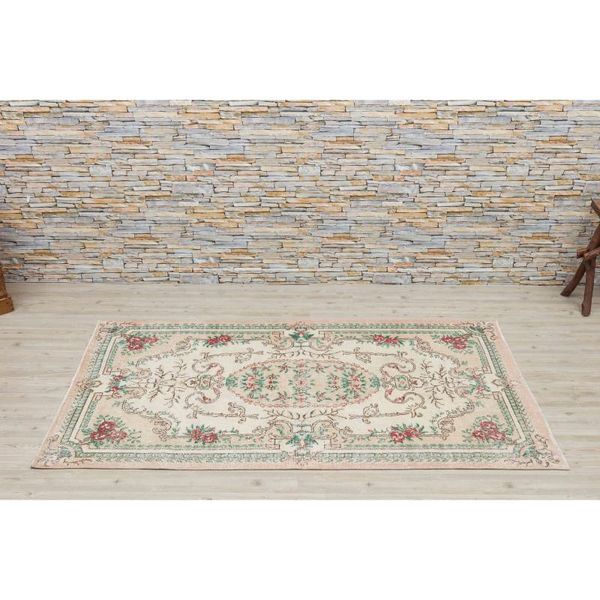 

carpets beige handmade rug, anatolian design floral decorative rug 2513