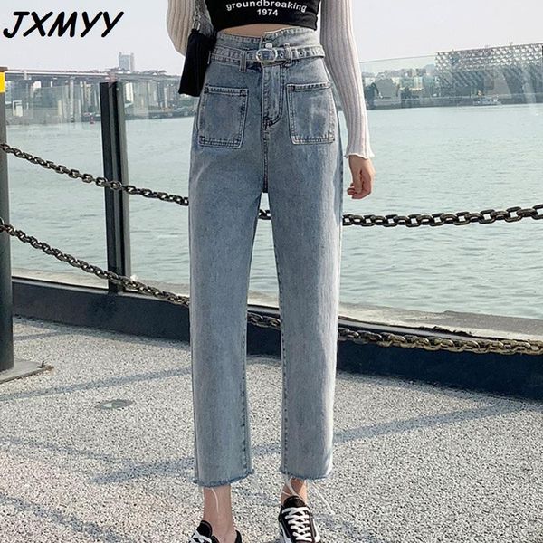 

jeans women spring 2021 and summer loose high-waisted straight pants radish nine-point harem jxmyy women's, Blue