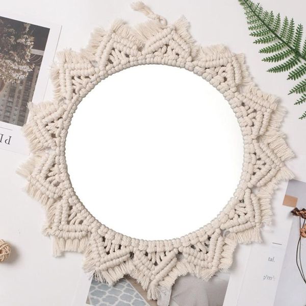 

mirrors home decor macrame mirror handmade tapestry makeup compact bohemia decoration bedroom decorative wall