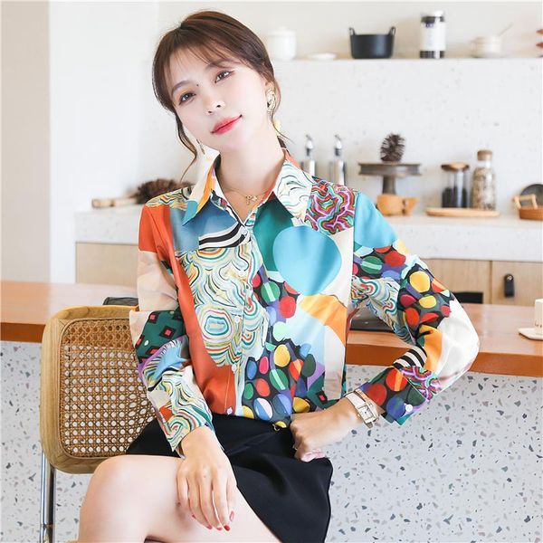 

women's blouses & shirts casual women printing spring summer blouse long sleeve blusas mujer, White