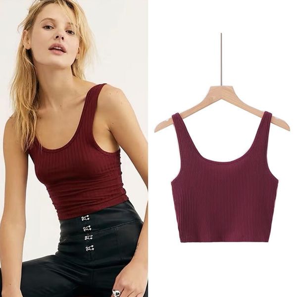 

camisoles fashion vest model u-neck open back tight show thin bottomed solid color ultra short leisure women's small sling, Black;white
