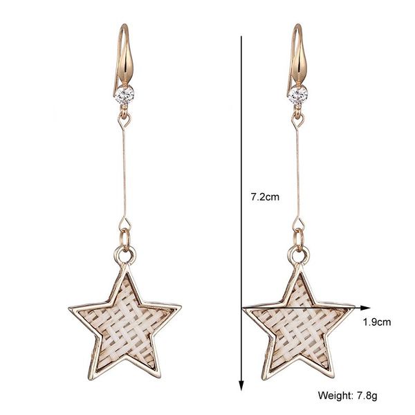 

dangle & chandelier fashion korean jewelry khaki/white stars long crystal zircon tassel earrings ladies temperament pendant female, Silver