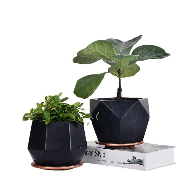 

planters & pots european style desksquare ceramic flowerpot art living room succulents marble pattern flower pot home decoration accesso