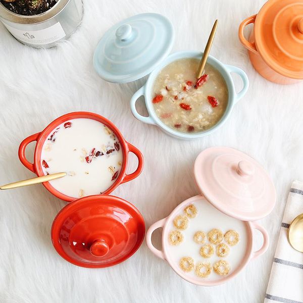 

bowls kitchen bake mold with cover ceramic tableware oven soup bowl mini casserole water-resisting slow cooker dessert cup