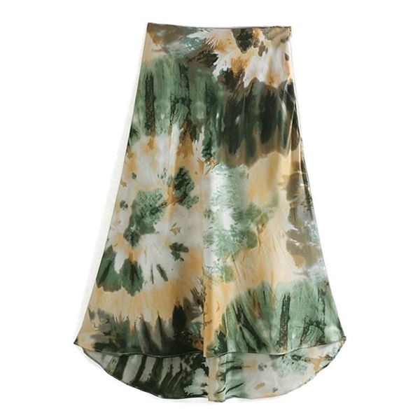 

skirts 2021 retro high waist flower print skirt summer women side zipper mid long a-line asymmetrical, Black