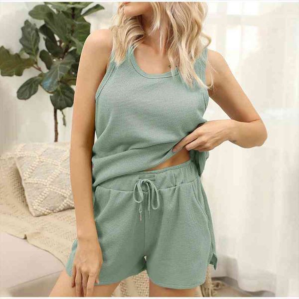 

causal summer lounge wear women tracksuit shorts set loose sleeveless strap and mini shorts two piece sets female, Gray