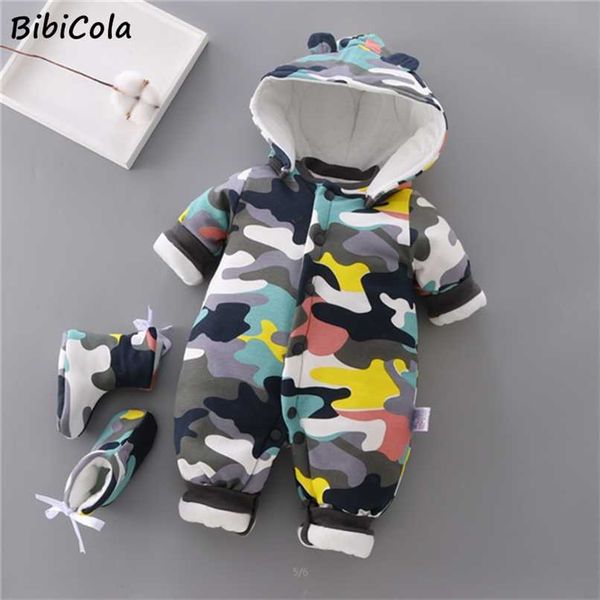 

born rompers autumn winter infant children thick velvet cotton jumpsuits for baby girls boys warm overalls clothing 211011, Blue