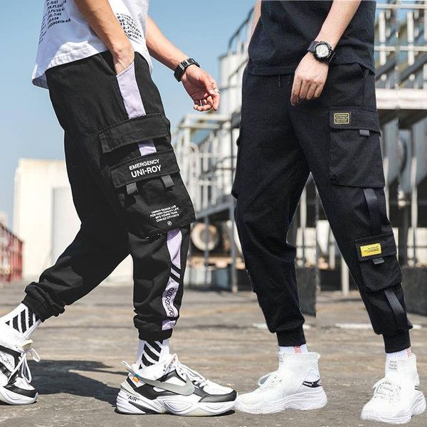 

men's pants korean fashion summer thin brand overalls casual loose sports nine leggings, Black