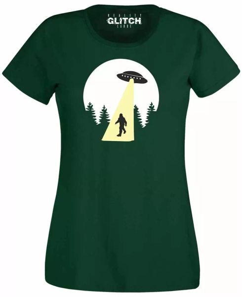 

beam up sasquatch slim-fit women's t-shirt bigfoot hunters ufo alien conspiracy, White;black