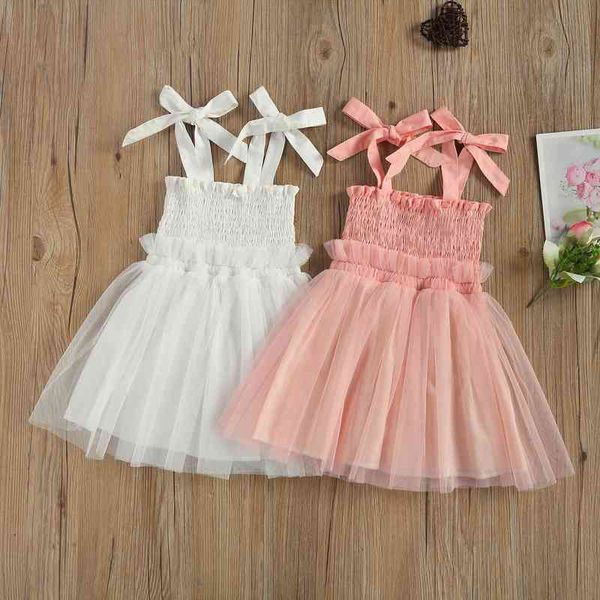 

baby camisole dress with mesh stitching cute bow decoration sweet princess summer clothing, Red;yellow