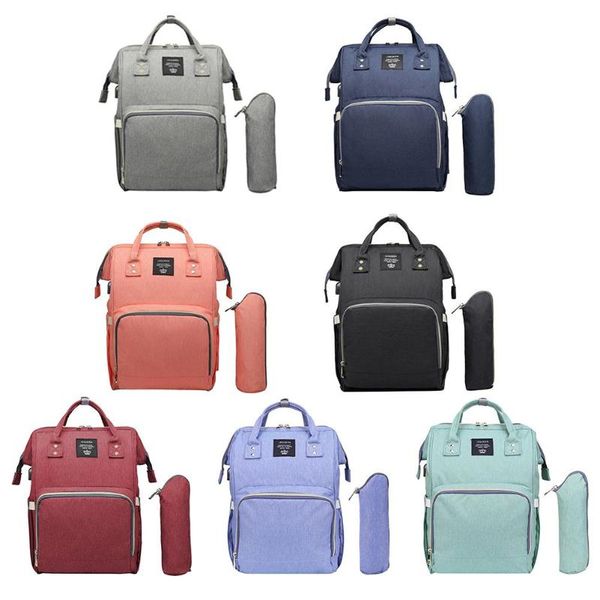 

diaper bag with usb interface + baby bottle solid color mommy waterproof zipper opening large capacity bags