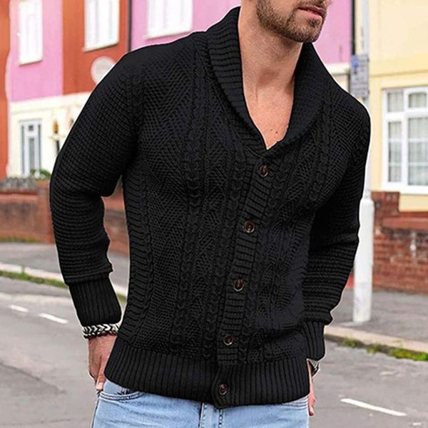 

men's sweaters 2021 menfashion design knit cardigan jacket solid color single breasted v-neck long sleeve western style casual sweater, White;black