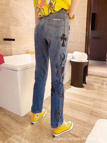 

factory crosin ch fashion brand cro heart # heavy industry new cross graffiti wash thin show leg long slim jeans, White;black