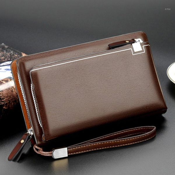 

fashion large capacity men's clutch bag wallets black brown senior pu leather wallet business card holder coin purse male1, Red;black