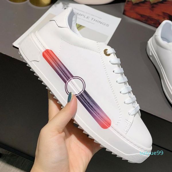

2021luxury design white women's casual shoes colorful soles letter printing flat sneakers classic outdoor ladies 2021, Black