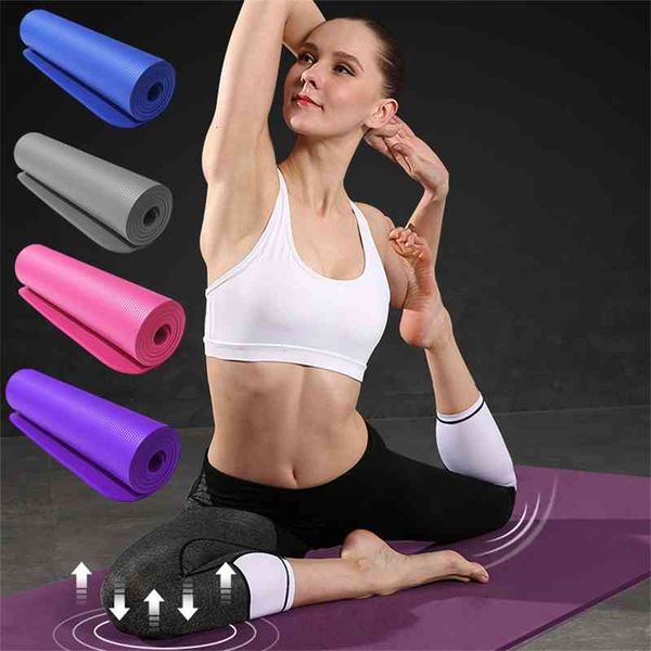 

10mm thick pad 183*61cm non-slip yoga mat for beginner fitness sports gymnastics mats nbr gym pilates pads with strap