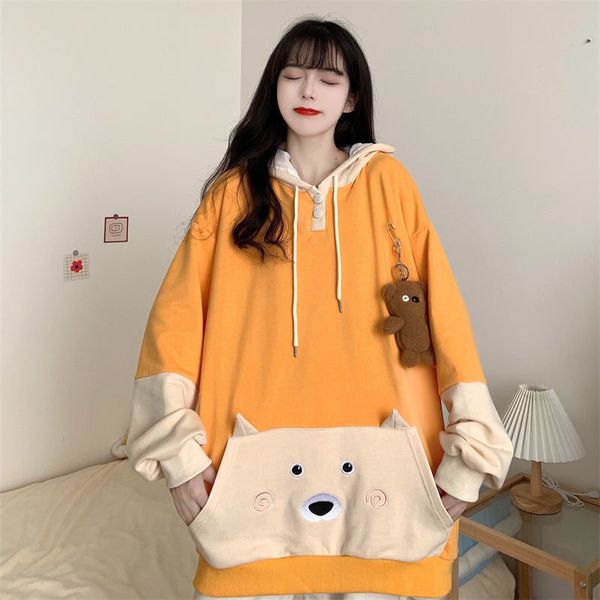 

women's jackets long female manga blouse deep kawaii style, japanese fashion, for women, in patchwork, big size, autumn psru, Black;brown