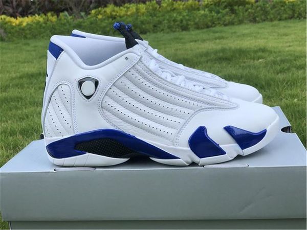 

shoes 2020 release authentic hyper royal 14s white blue men basketball shoes real carbon fiber sports sneakers with original hop999