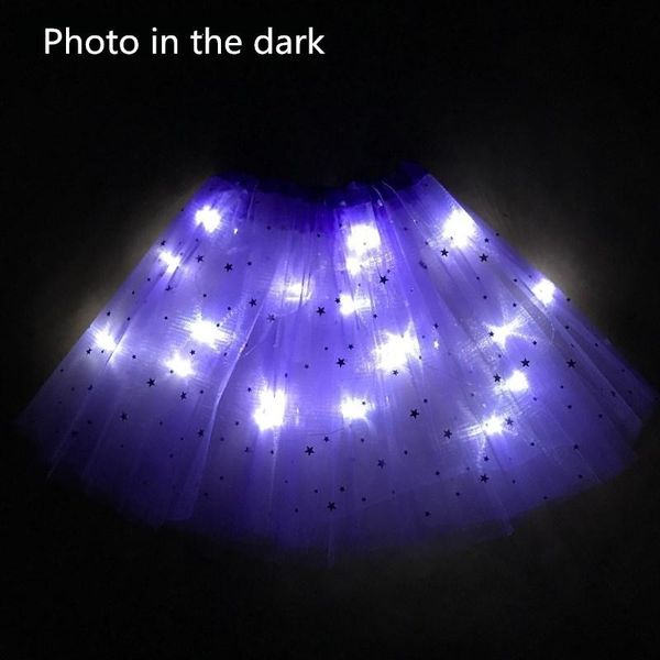 

skirts 2021 light led girl kids clothes star tutu skirt princess party tutus tulle pettiskirt child ballet dance halloween purple, Blue
