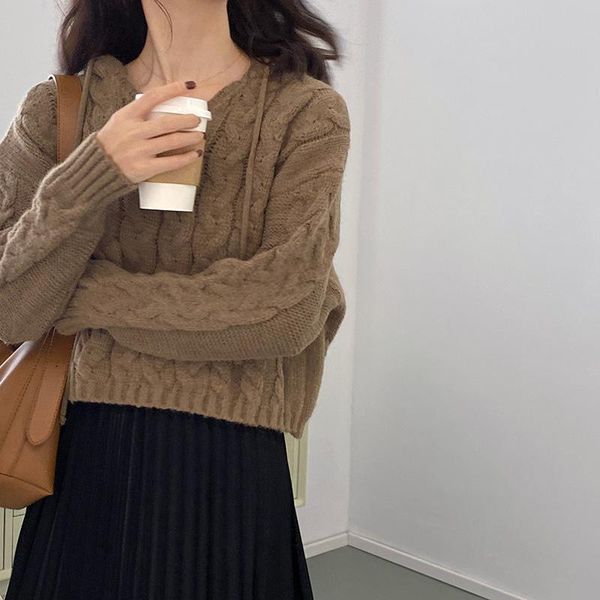 

women's sweaters fall hooded sweater thickened twist pullover., White;black