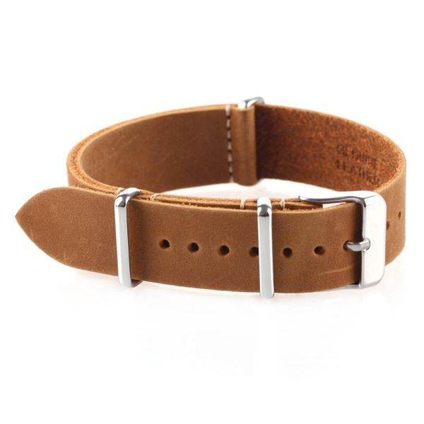 

watch bands eache nato leather straps vintage genuine watchband 18mm 20mm 22mm brown blue black tan with fast delivery, Black;brown