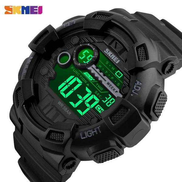 SKMEI Sport All'aria Aperta Della Vigilanza Degli Uomini Multifunzione 5Bar Impermeabile DELL'UNITÀ di elaborazione Della Cinghia Display A LED Orologi Chrono Digitale reloj hombre 1243