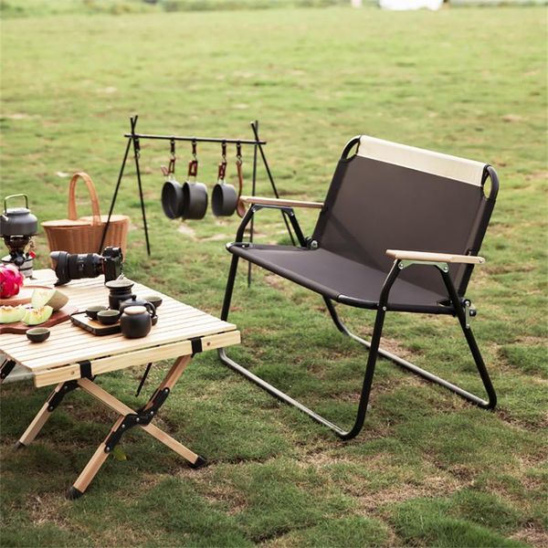 

camp furniture lism innovations loveseat style double chair with steel frame low profile folding for camping beach picnic barbeques