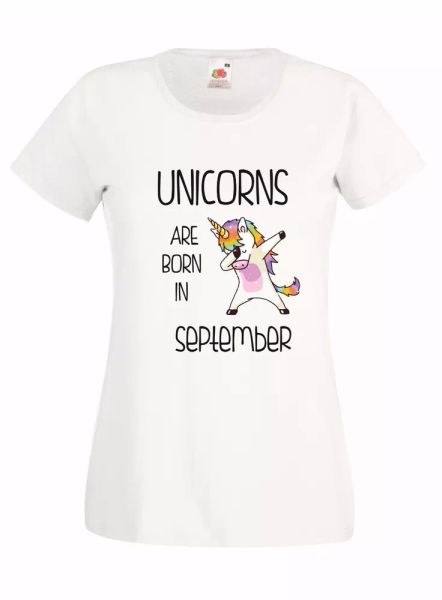 

t-shirt shirt women j2068 pageant are born in september unicorn party, White;black