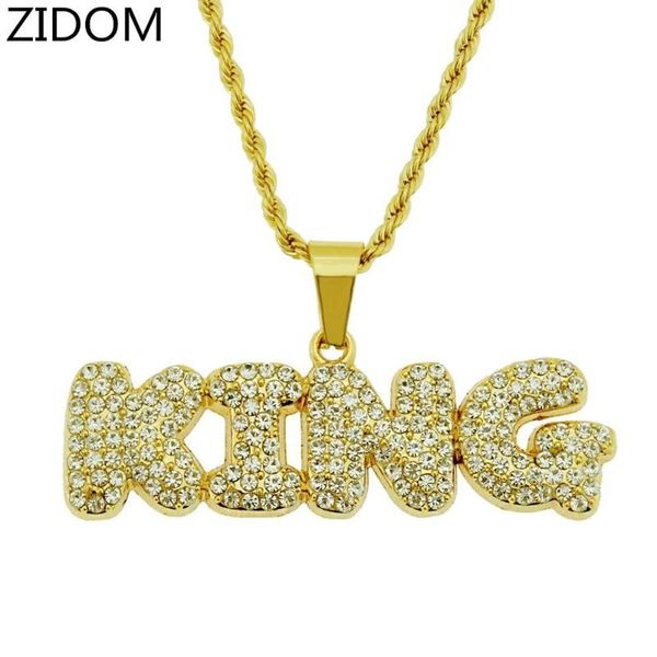 

pendant necklaces men hip hop iced out bling king necklace fashion hiphop letters jewelry gifts drop, Silver