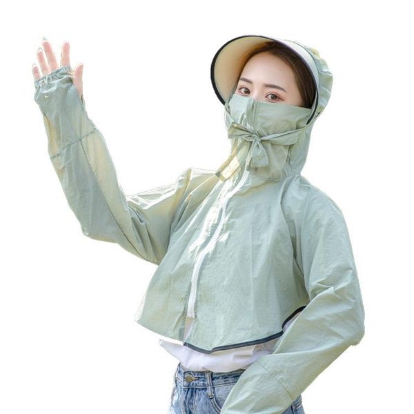 

outdoor hats sun protection clothing with hat female summer breathable uv suit, Black;white